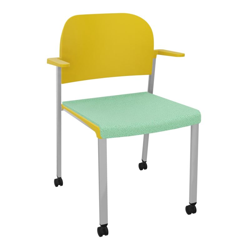 ROMY CHAISE 4P ROULT ASSISE TISSU DOSSIER POLYPRO AVEC ACCOUDOIRS E4 SB PW