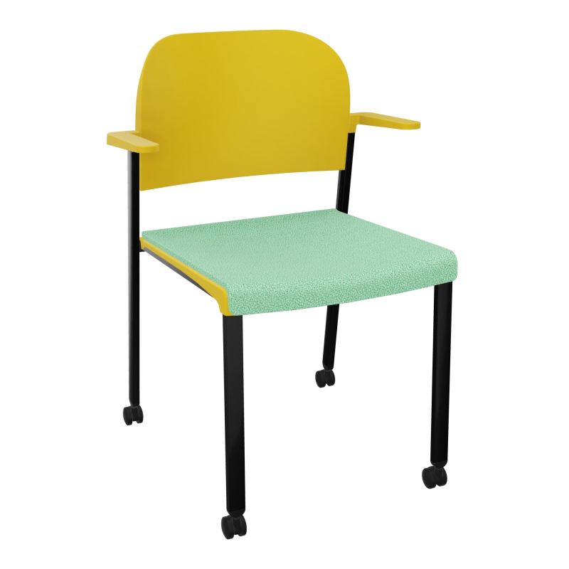 ROMY CHAISE 4P ROULT ASSISE TISSU DOSSIER POLYPRO AVEC ACCOUDOIRS E4 SG PW