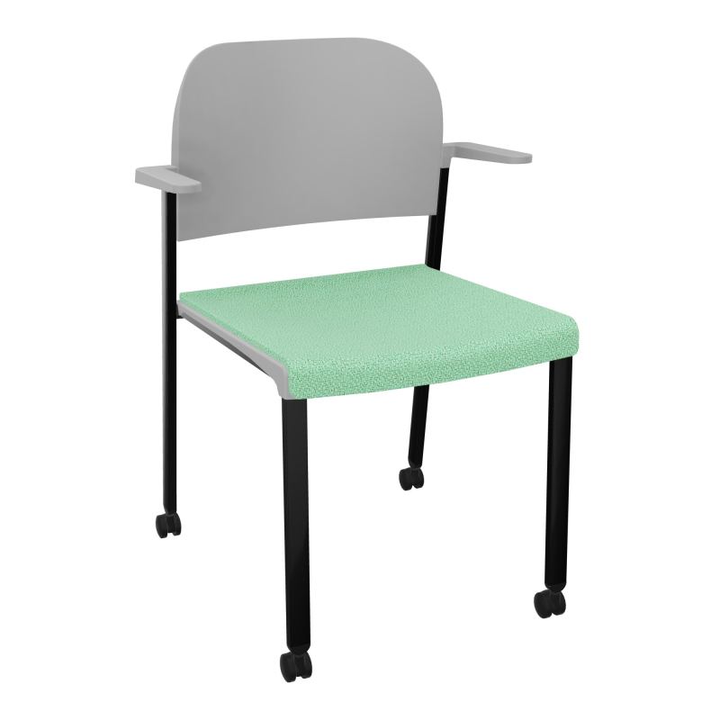 ROMY CHAISE 4P ROULT ASSISE TISSU DOSSIER POLYPRO AVEC ACCOUDOIRS E4 SG PX