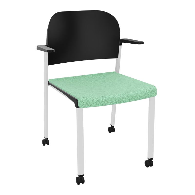 ROMY CHAISE 4P ROULT ASSISE TISSU DOSSIER POLYPRO AVEC ACCOUDOIRS E4 SP PU