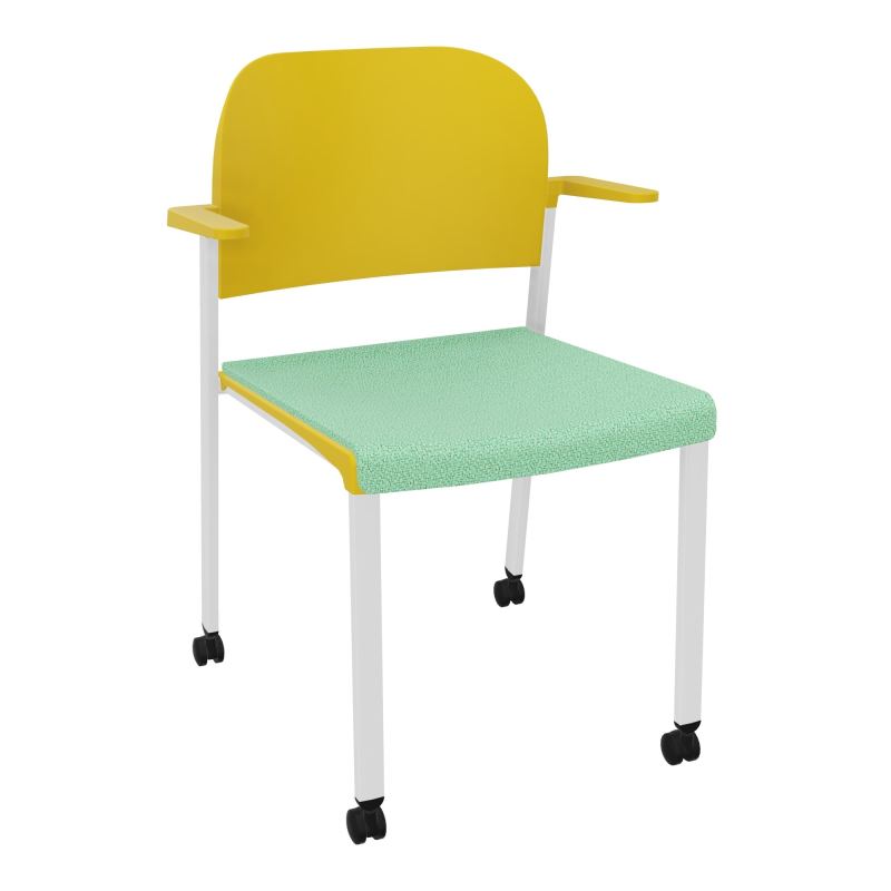 ROMY CHAISE 4P ROULT ASSISE TISSU DOSSIER POLYPRO AVEC ACCOUDOIRS E4 SP PW