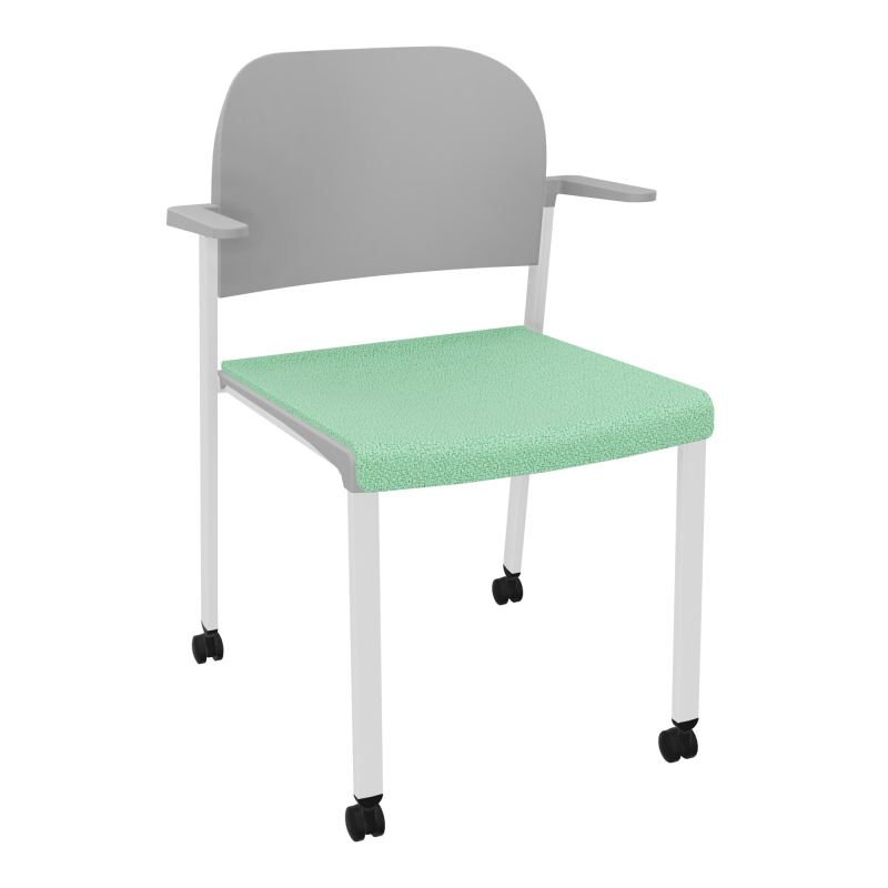 ROMY CHAISE 4P ROULT ASSISE TISSU DOSSIER POLYPRO AVEC ACCOUDOIRS E4 SP PX
