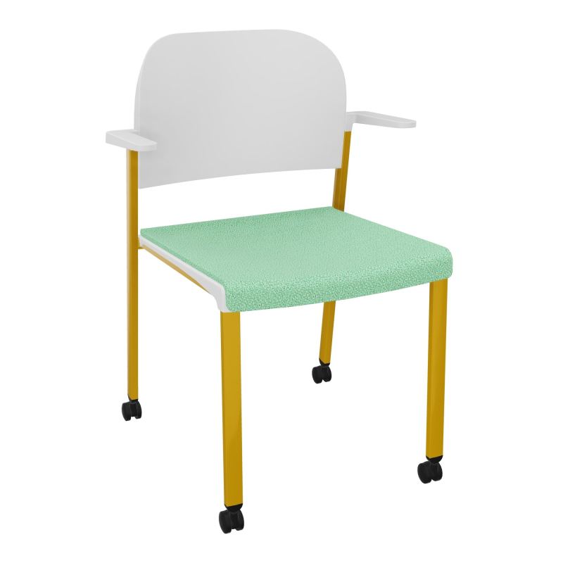 ROMY CHAISE 4P ROULT ASSISE TISSU DOSSIER POLYPRO AVEC ACCOUDOIRS E4 SX PT