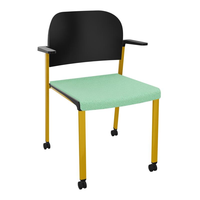 ROMY CHAISE 4P ROULT ASSISE TISSU DOSSIER POLYPRO AVEC ACCOUDOIRS E4 SX PU