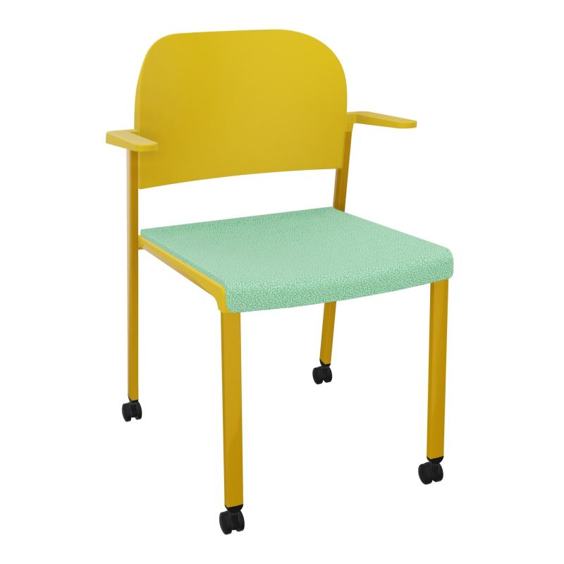 ROMY CHAISE 4P ROULT ASSISE TISSU DOSSIER POLYPRO AVEC ACCOUDOIRS E4 SX PW