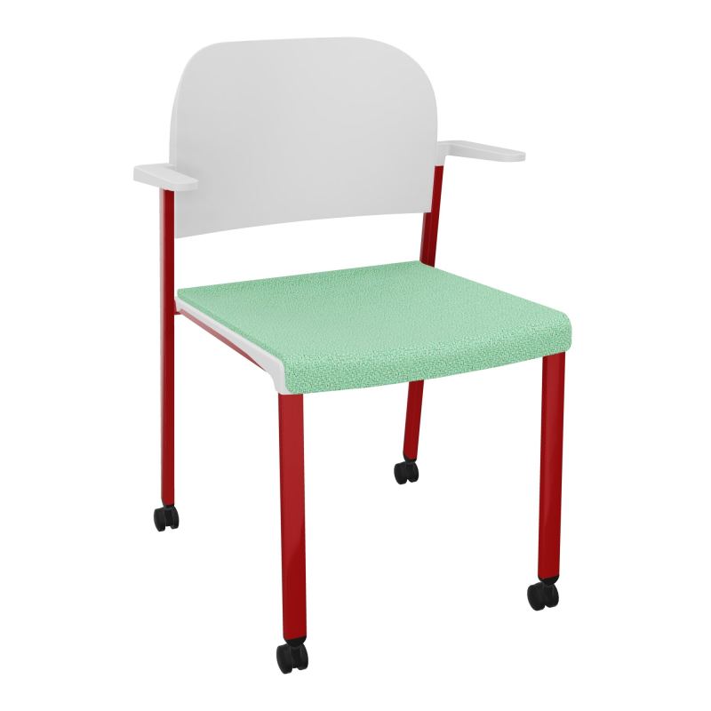 ROMY CHAISE 4P ROULT ASSISE TISSU DOSSIER POLYPRO AVEC ACCOUDOIRS E4 ZY PT