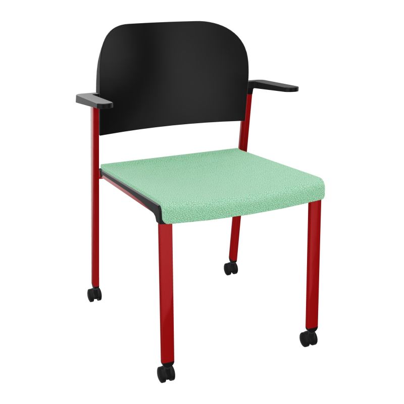 ROMY CHAISE 4P ROULT ASSISE TISSU DOSSIER POLYPRO AVEC ACCOUDOIRS E4 ZY PU