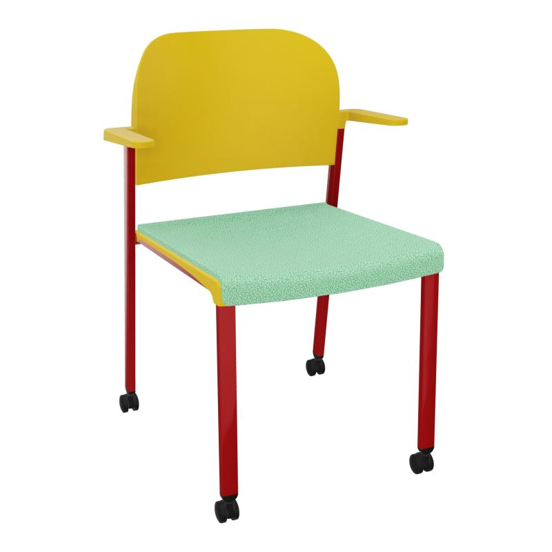 ROMY CHAISE 4P ROULT ASSISE TISSU DOSSIER POLYPRO AVEC ACCOUDOIRS E4 ZY PW