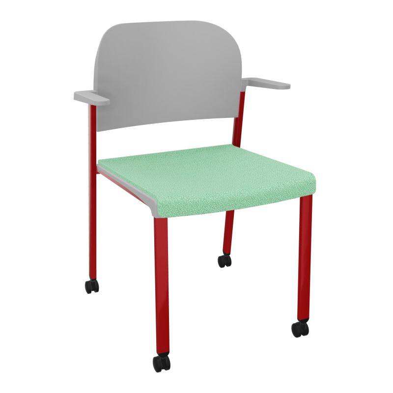 ROMY CHAISE 4P ROULT ASSISE TISSU DOSSIER POLYPRO AVEC ACCOUDOIRS E4 ZY PX