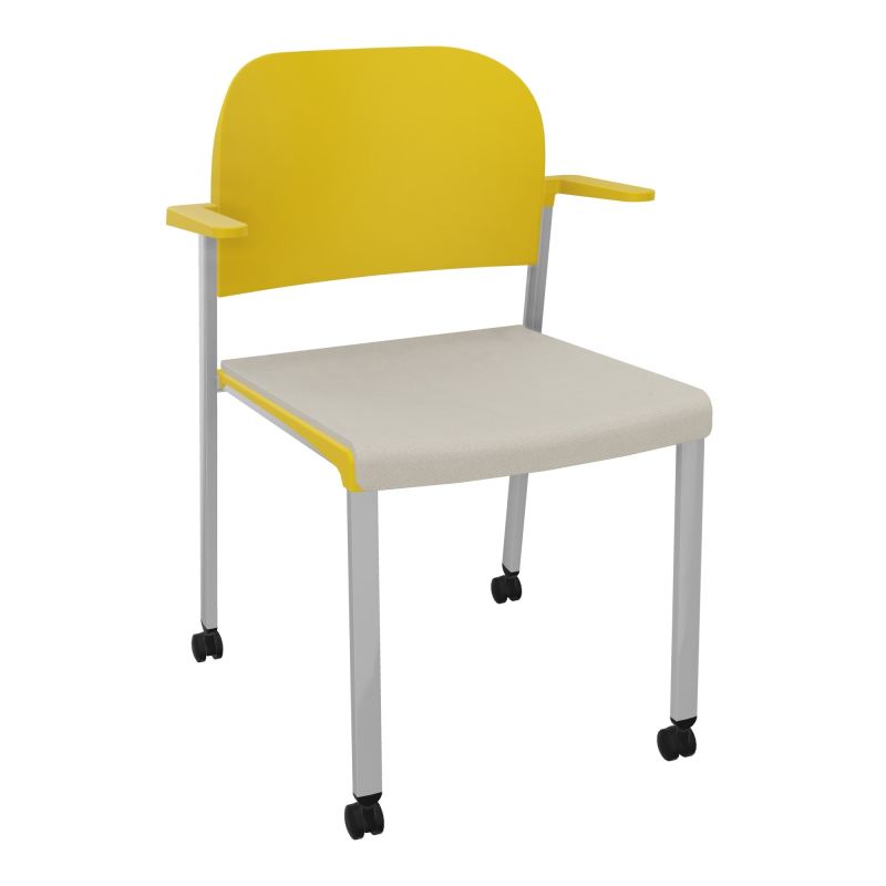 ROMY CHAISE 4P ROULT ASSISE TISSU DOSSIER POLYPRO AVEC ACCOUDOIRS E5 SB PW
