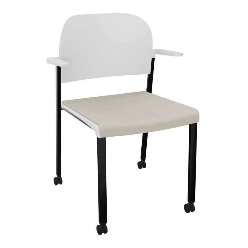 ROMY CHAISE 4P ROULT ASSISE TISSU DOSSIER POLYPRO AVEC ACCOUDOIRS E5 SG PT
