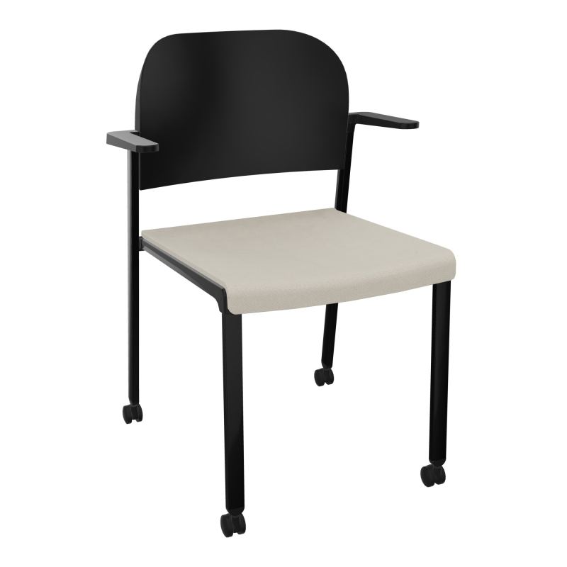 ROMY CHAISE 4P ROULT ASSISE TISSU DOSSIER POLYPRO AVEC ACCOUDOIRS E5 SG PU
