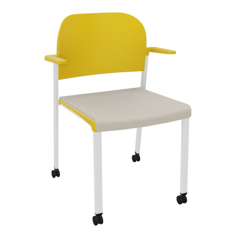 ROMY CHAISE 4P ROULT ASSISE TISSU DOSSIER POLYPRO AVEC ACCOUDOIRS E5 SP PW
