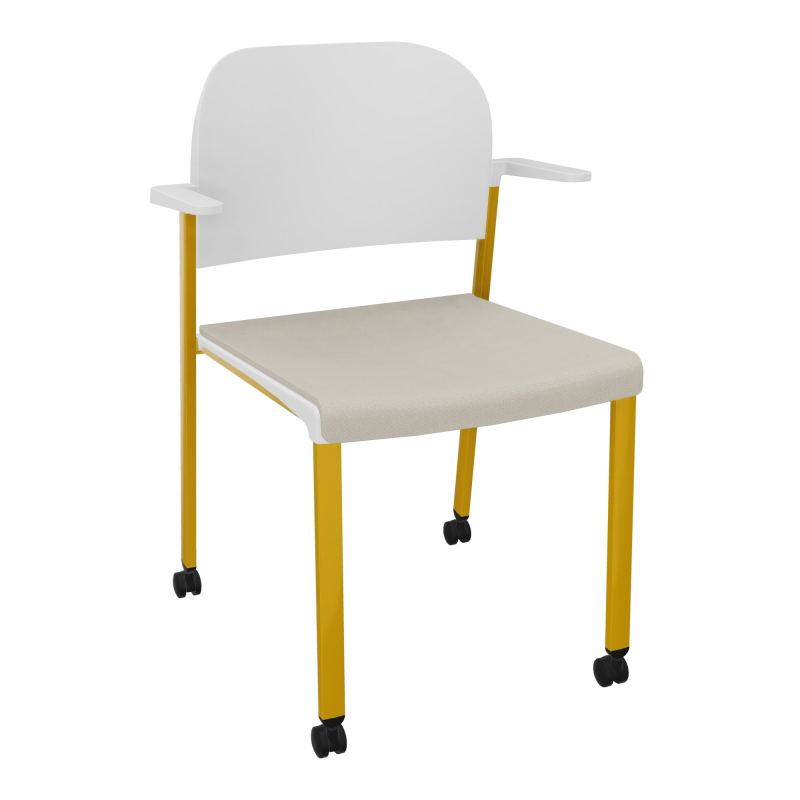 ROMY CHAISE 4P ROULT ASSISE TISSU DOSSIER POLYPRO AVEC ACCOUDOIRS E5 SX PT