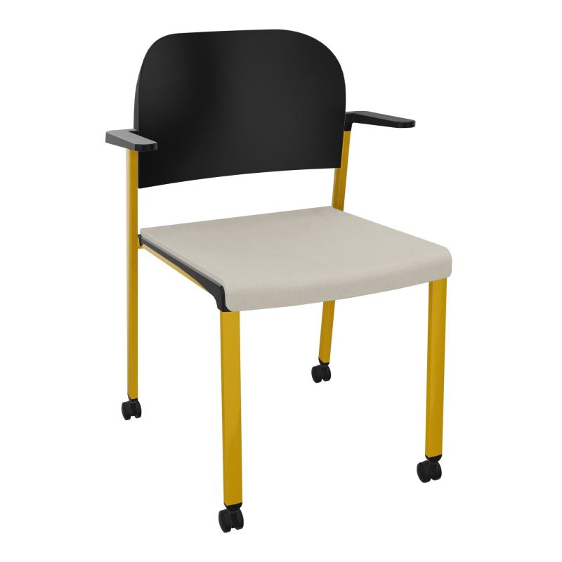 ROMY CHAISE 4P ROULT ASSISE TISSU DOSSIER POLYPRO AVEC ACCOUDOIRS E5 SX PU