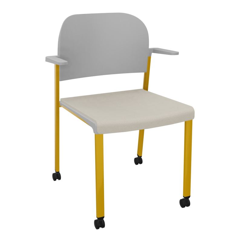 ROMY CHAISE 4P ROULT ASSISE TISSU DOSSIER POLYPRO AVEC ACCOUDOIRS E5 SX PX
