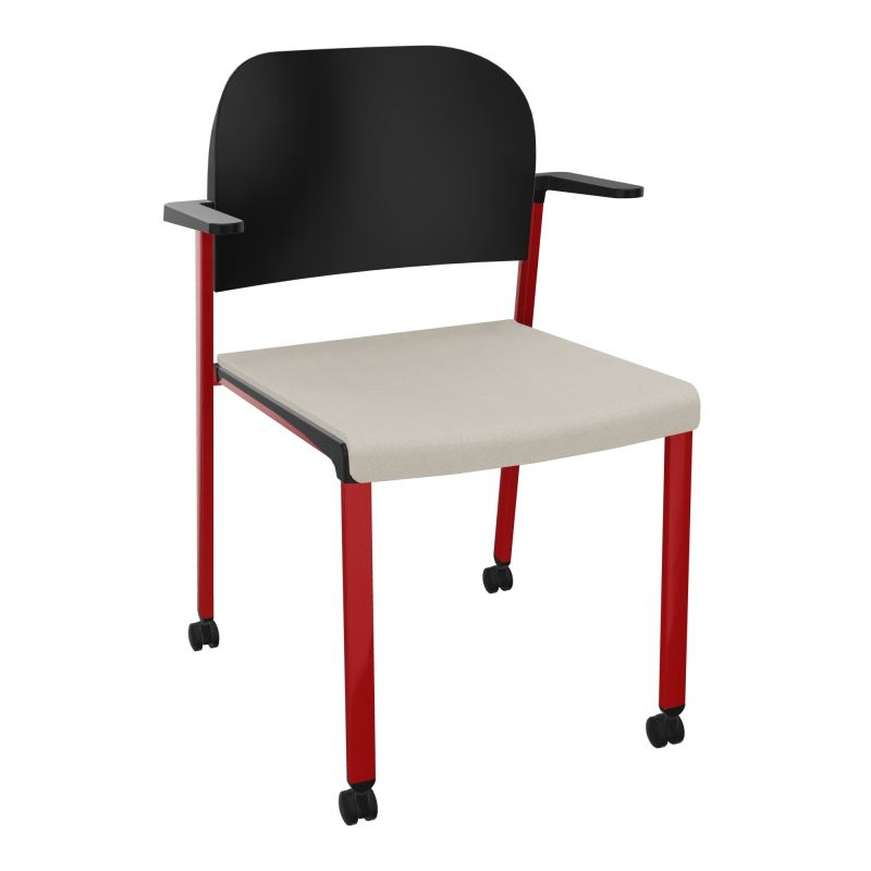 ROMY CHAISE 4P ROULT ASSISE TISSU DOSSIER POLYPRO AVEC ACCOUDOIRS E5 ZY PU