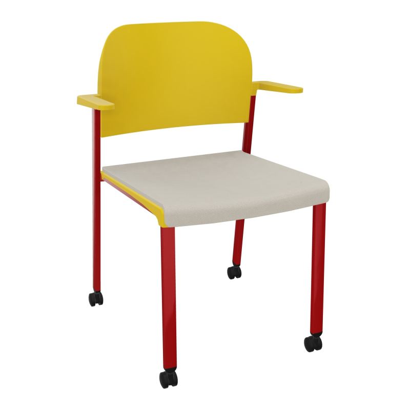 ROMY CHAISE 4P ROULT ASSISE TISSU DOSSIER POLYPRO AVEC ACCOUDOIRS E5 ZY PW