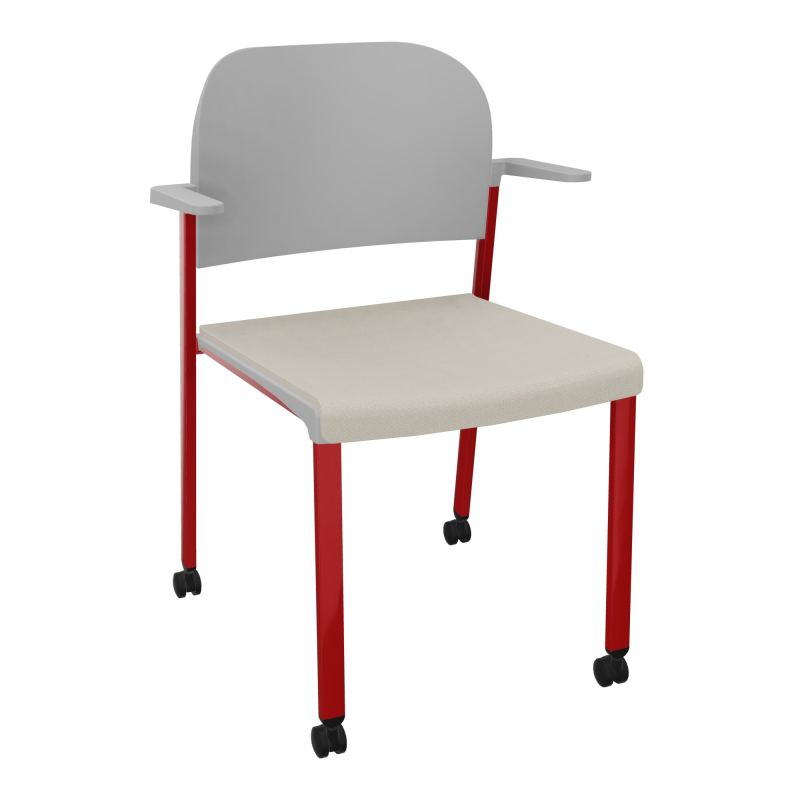 ROMY CHAISE 4P ROULT ASSISE TISSU DOSSIER POLYPRO AVEC ACCOUDOIRS E5 ZY PX