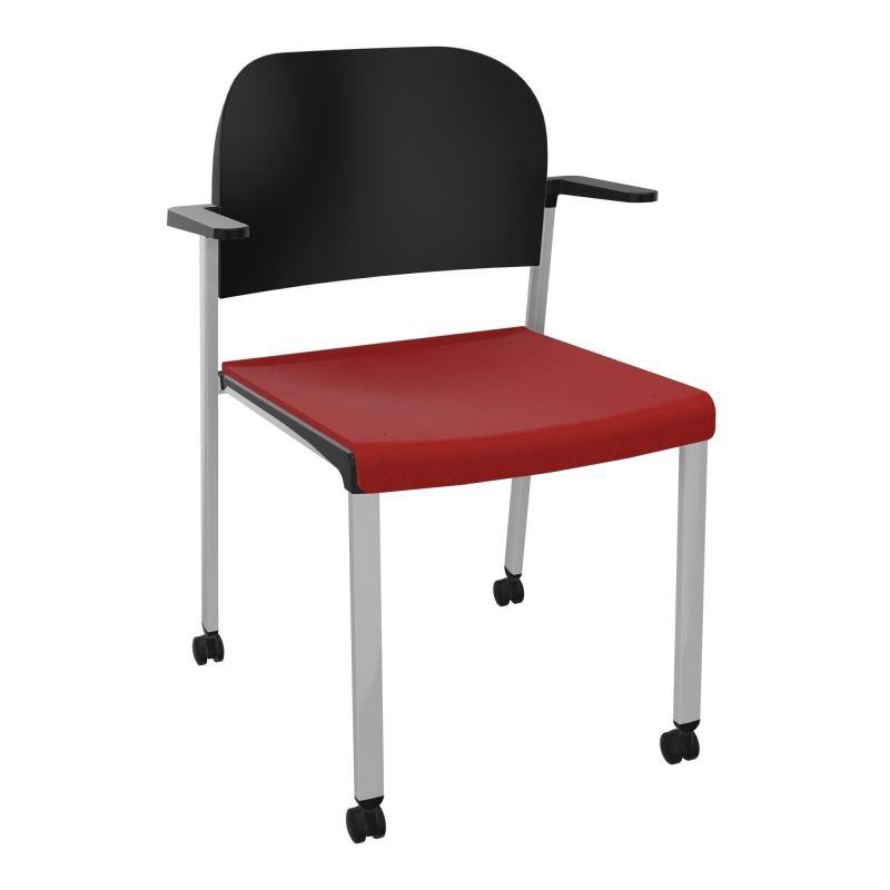 ROMY CHAISE 4P ROULT ASSISE TISSU DOSSIER POLYPRO AVEC ACCOUDOIRS E6 SB PU