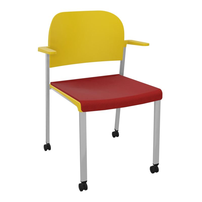 ROMY CHAISE 4P ROULT ASSISE TISSU DOSSIER POLYPRO AVEC ACCOUDOIRS E6 SB PW