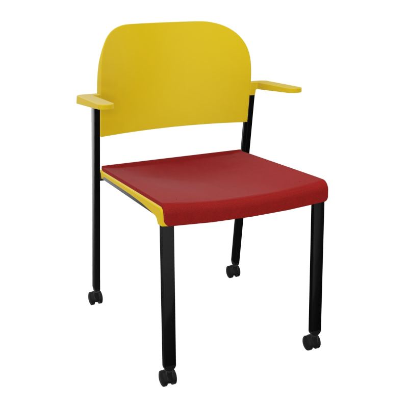 ROMY CHAISE 4P ROULT ASSISE TISSU DOSSIER POLYPRO AVEC ACCOUDOIRS E6 SG PW