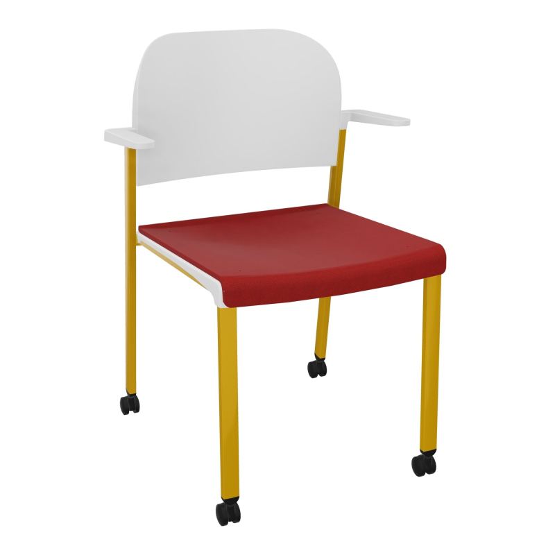 ROMY CHAISE 4P ROULT ASSISE TISSU DOSSIER POLYPRO AVEC ACCOUDOIRS E6 SX PT