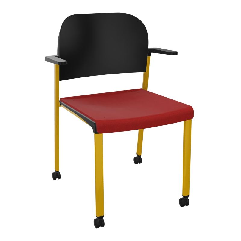ROMY CHAISE 4P ROULT ASSISE TISSU DOSSIER POLYPRO AVEC ACCOUDOIRS E6 SX PU