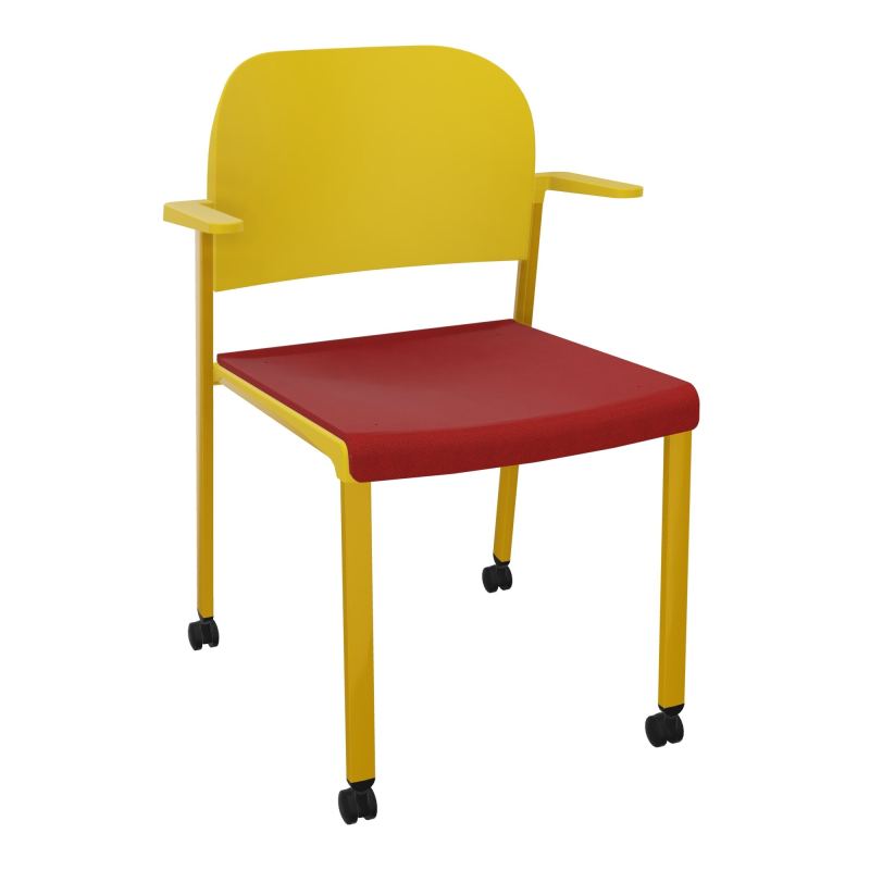 ROMY CHAISE 4P ROULT ASSISE TISSU DOSSIER POLYPRO AVEC ACCOUDOIRS E6 SX PW