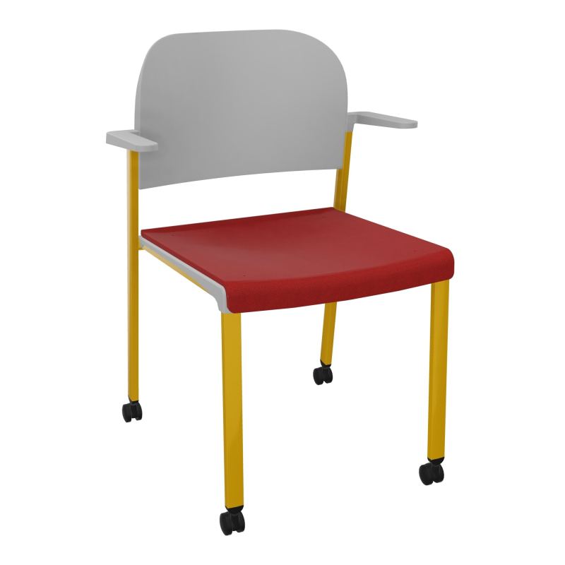 ROMY CHAISE 4P ROULT ASSISE TISSU DOSSIER POLYPRO AVEC ACCOUDOIRS E6 SX PX