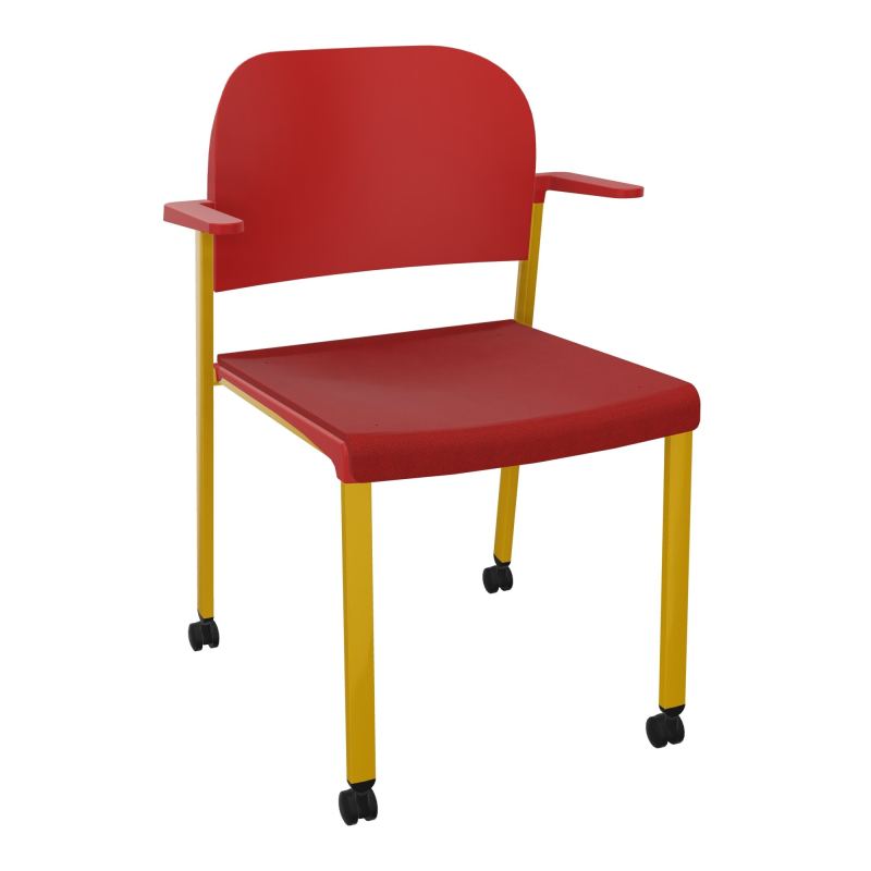 ROMY CHAISE 4P ROULT ASSISE TISSU DOSSIER POLYPRO AVEC ACCOUDOIRS E6 SX PZ