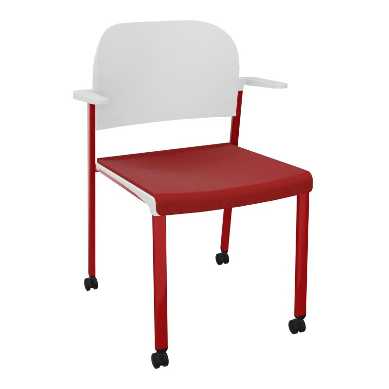 ROMY CHAISE 4P ROULT ASSISE TISSU DOSSIER POLYPRO AVEC ACCOUDOIRS E6 ZY PT