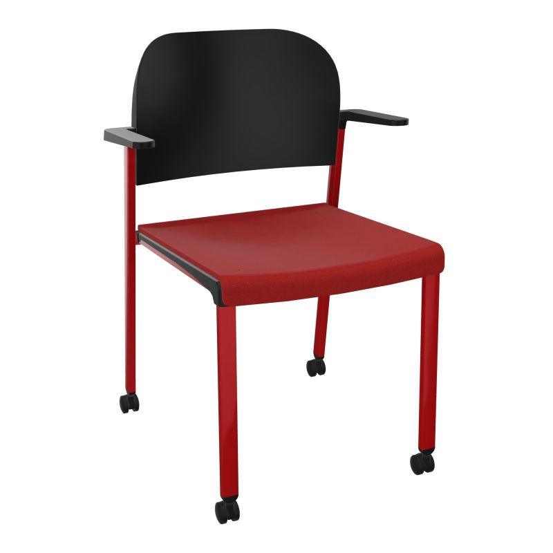 ROMY CHAISE 4P ROULT ASSISE TISSU DOSSIER POLYPRO AVEC ACCOUDOIRS E6 ZY PU