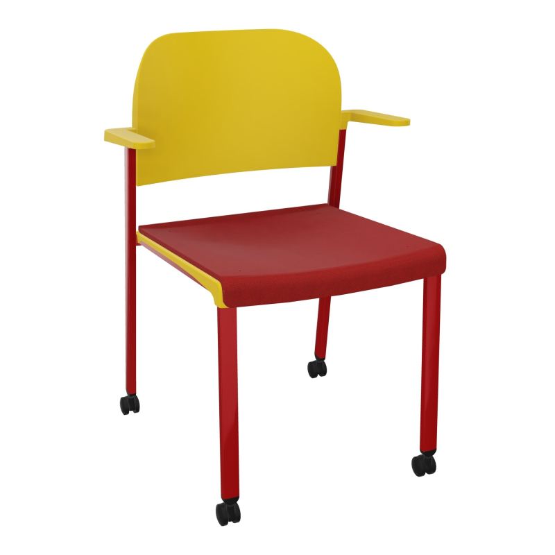 ROMY CHAISE 4P ROULT ASSISE TISSU DOSSIER POLYPRO AVEC ACCOUDOIRS E6 ZY PW