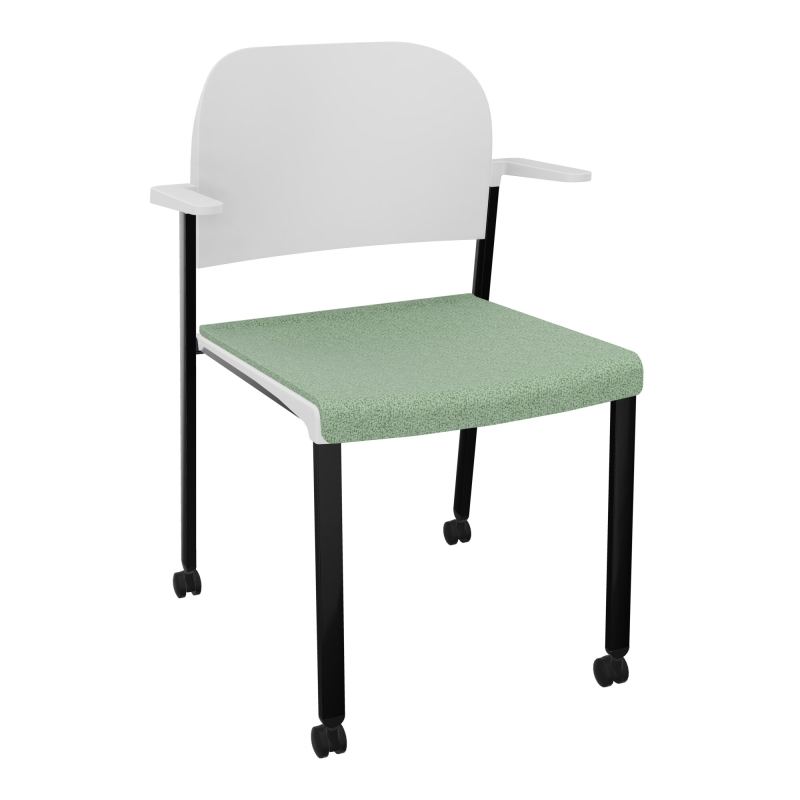 ROMY CHAISE 4P ROULT ASSISE TISSU DOSSIER POLYPRO AVEC ACCOUDOIRS E7 SG PT
