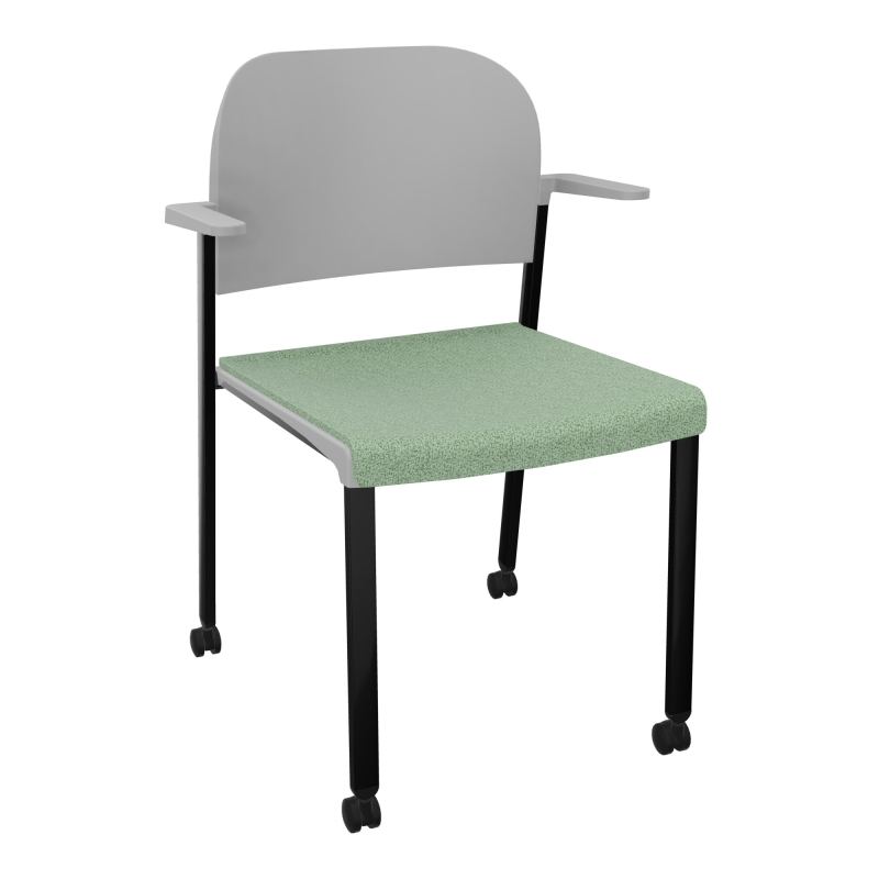 ROMY CHAISE 4P ROULT ASSISE TISSU DOSSIER POLYPRO AVEC ACCOUDOIRS E7 SG PX