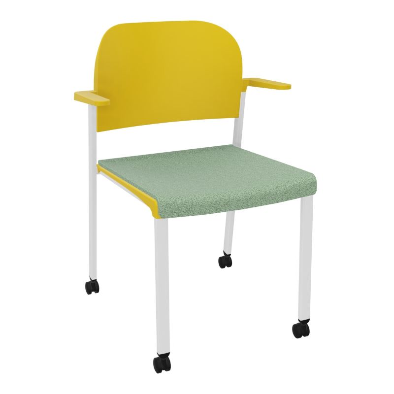 ROMY CHAISE 4P ROULT ASSISE TISSU DOSSIER POLYPRO AVEC ACCOUDOIRS E7 SP PW