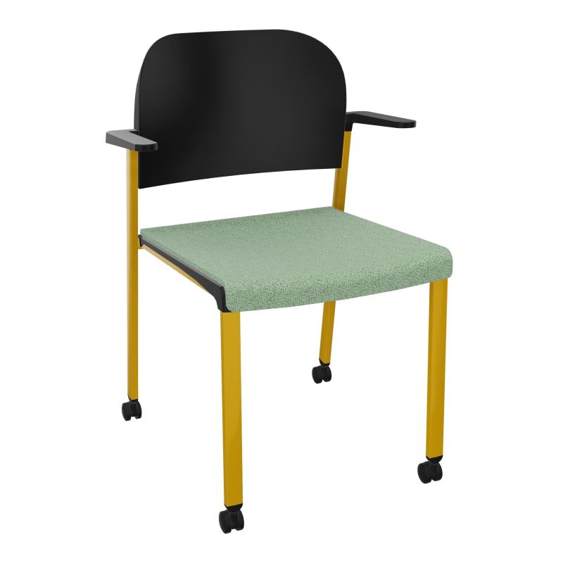 ROMY CHAISE 4P ROULT ASSISE TISSU DOSSIER POLYPRO AVEC ACCOUDOIRS E7 SX PU