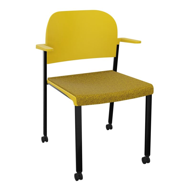 ROMY CHAISE 4P ROULT ASSISE TISSU DOSSIER POLYPRO AVEC ACCOUDOIRS E9 SG PW