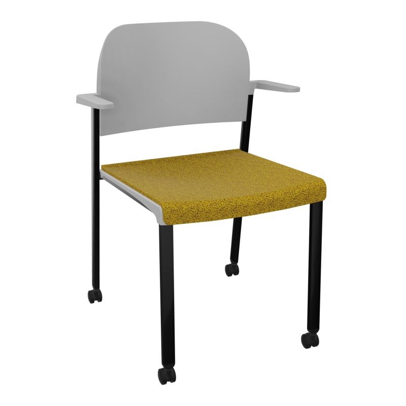 ROMY CHAISE 4P ROULT ASSISE TISSU DOSSIER POLYPRO AVEC ACCOUDOIRS E9 SG PX