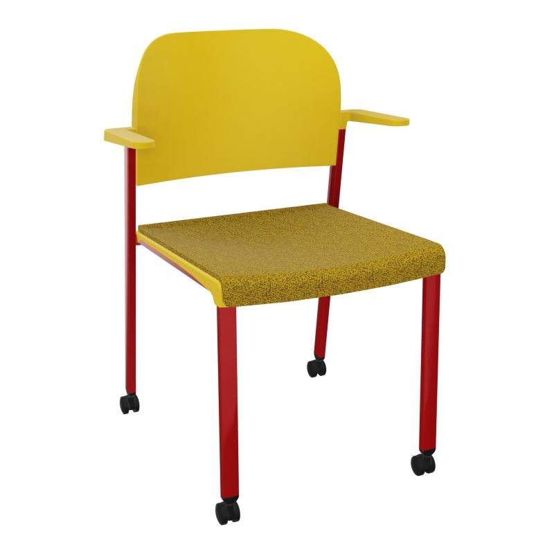 ROMY CHAISE 4P ROULT ASSISE TISSU DOSSIER POLYPRO AVEC ACCOUDOIRS E9 ZY PW