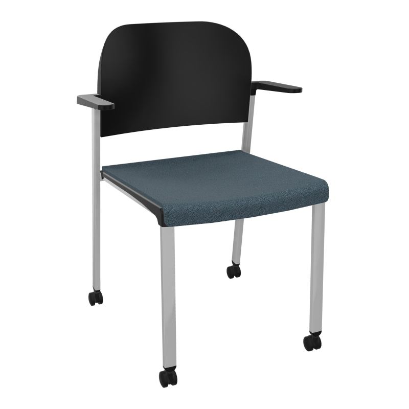 ROMY CHAISE 4P ROULT ASSISE TISSU DOSSIER POLYPRO AVEC ACCOUDOIRS  KA SB PU