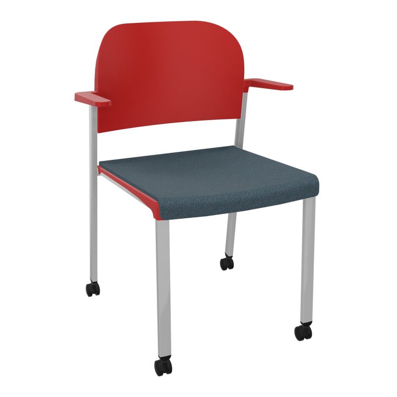 ROMY CHAISE 4P ROULT ASSISE TISSU DOSSIER POLYPRO AVEC ACCOUDOIRS  KA SB PZ