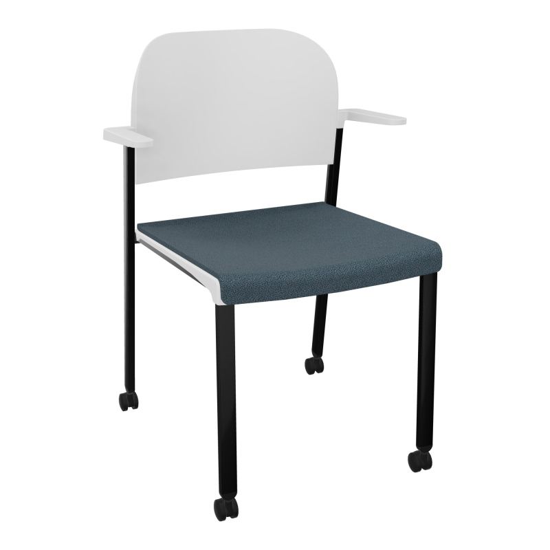 ROMY CHAISE 4P ROULT ASSISE TISSU DOSSIER POLYPRO AVEC ACCOUDOIRS  KA SG PT