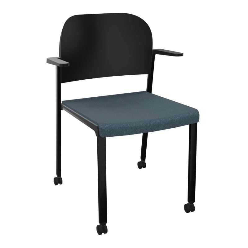 ROMY CHAISE 4P ROULT ASSISE TISSU DOSSIER POLYPRO AVEC ACCOUDOIRS  KA SG PU
