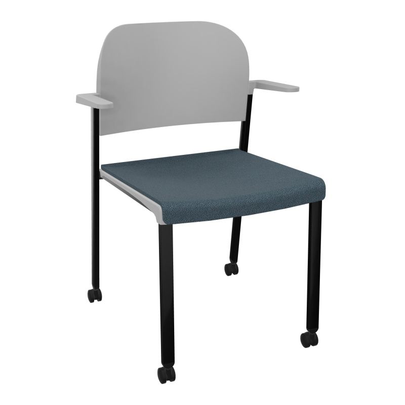 ROMY CHAISE 4P ROULT ASSISE TISSU DOSSIER POLYPRO AVEC ACCOUDOIRS  KA SG PX