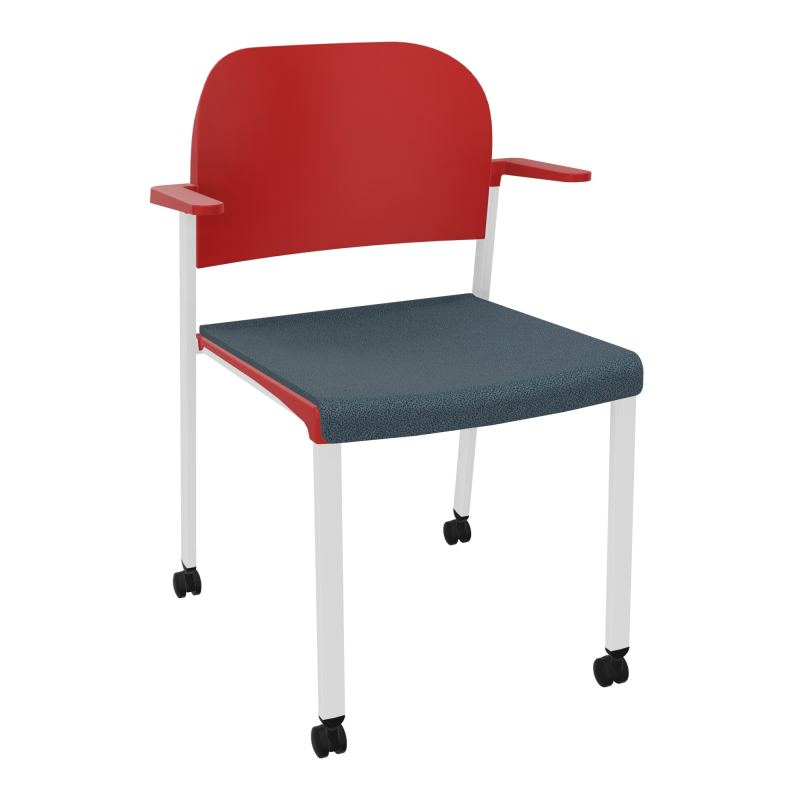 ROMY CHAISE 4P ROULT ASSISE TISSU DOSSIER POLYPRO AVEC ACCOUDOIRS  KA SP PZ