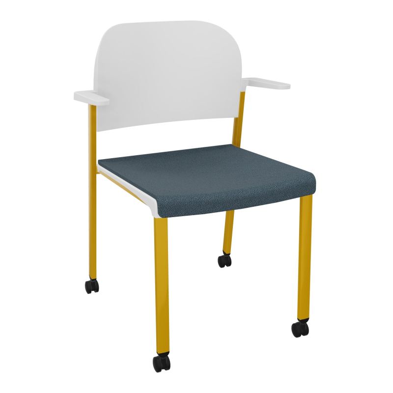 ROMY CHAISE 4P ROULT ASSISE TISSU DOSSIER POLYPRO AVEC ACCOUDOIRS  KA SX PT