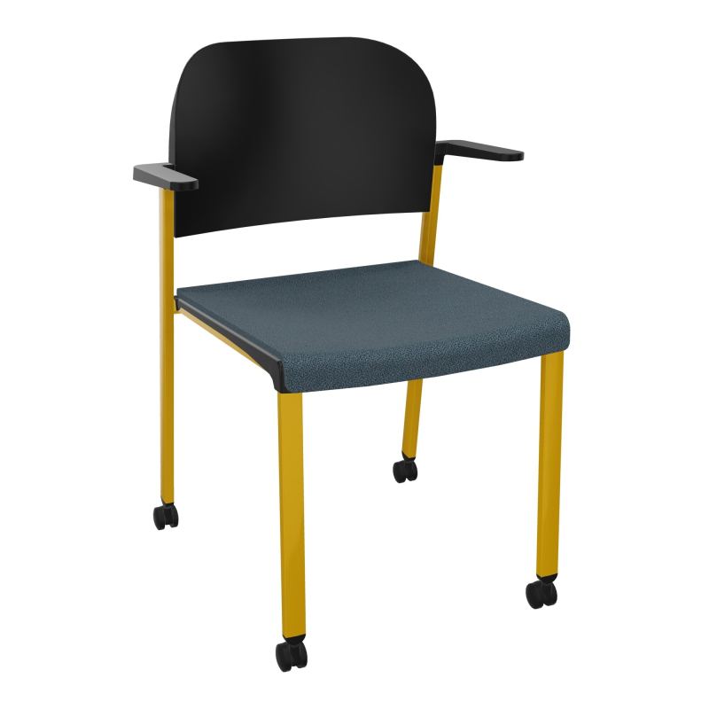 ROMY CHAISE 4P ROULT ASSISE TISSU DOSSIER POLYPRO AVEC ACCOUDOIRS  KA SX PU