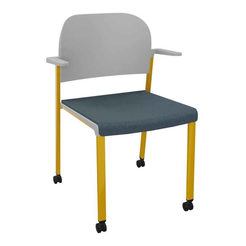 ROMY CHAISE 4P ROULT ASSISE TISSU DOSSIER POLYPRO AVEC ACCOUDOIRS  KA SX PX